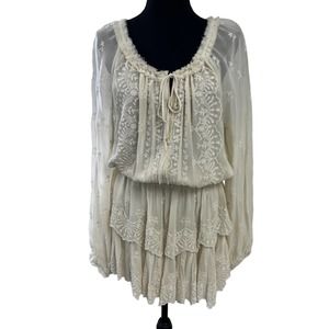 LoveShackFancy Cream Embroidered Dress